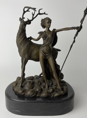 铜雕塑狩猎女神摆件装饰