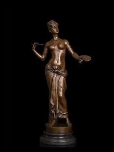 家居装 铜雕塑女画家工艺品摆件欧式 饰品创意礼品客厅玄关书房摆设