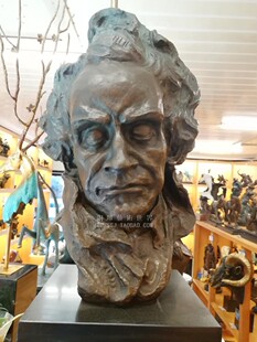 音乐家贝多芬大号铜雕塑头像半身像摆件家居饰品书房桌面欧式