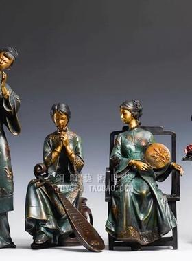 铜雕塑艺术品四季仕女图少女东方女性铜像工艺品家居饰品摆件礼品