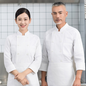 高档酒店餐饮厨师工作服男长袖烘焙后厨房食堂服装大码纯棉秋冬季