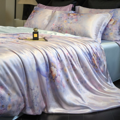 裸感丝滑真丝印花被套