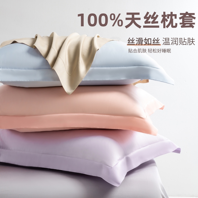 五星级酒店100%天丝枕套一对装枕芯内胆套夏季冰丝纯色家用枕头套