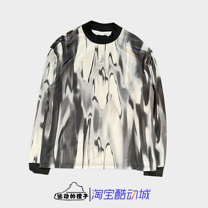 Nike耐克 男子运动宽松休闲印花圆领足球长袖T恤FZ0561-133