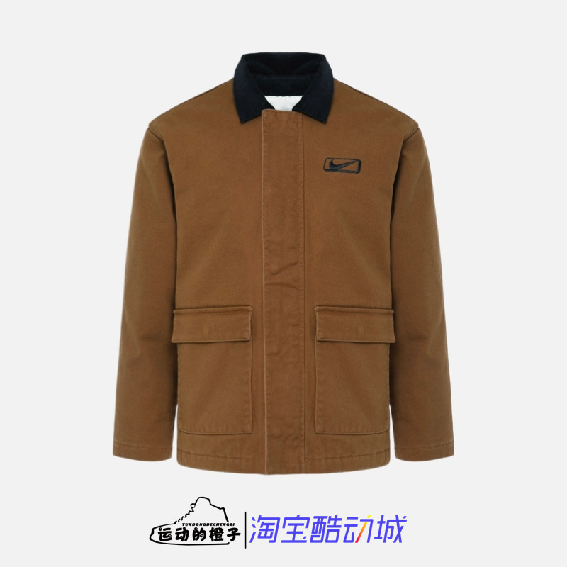 Nike 防风保暖男刺绣多口袋翻领休闲工装棉服夹克外套 HQ2953-281