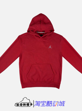 Nike JORDAN 刺绣LOGO加绒男子大红连帽衫休闲运动卫衣FJ7775-687