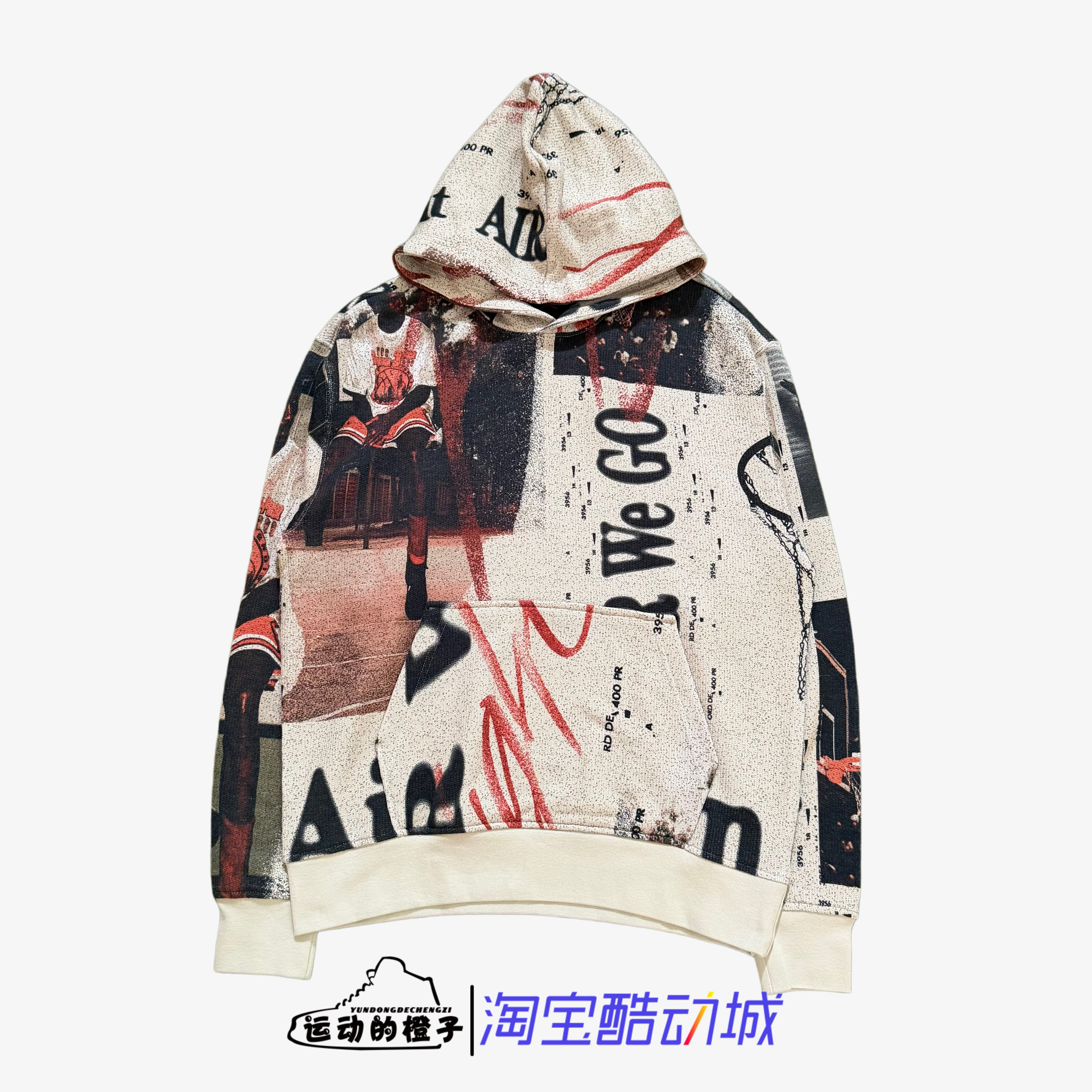 Nike/耐克 篮球复古海报印花AJ男子休闲连帽衫运动卫衣FN6518-236