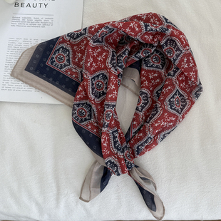 饰领巾包头巾高级感系腰丝巾 护颈装 轻奢高档真丝小方巾女夏季 薄款