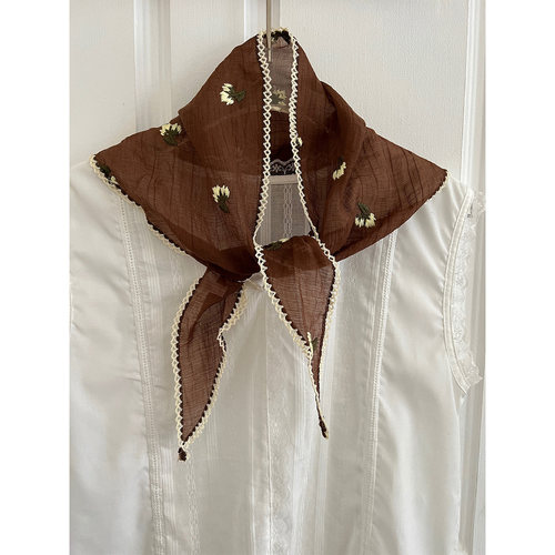 柔软蕾丝花边丝巾三角巾腰巾女