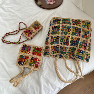 马达加斯加拉菲草编包女夏天纯手工编织沙滩包日常便携手机斜挎包