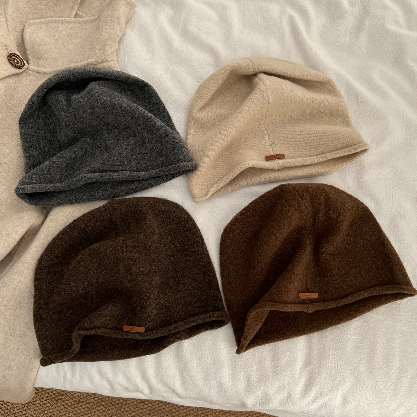 帽子女包头卷边显脸小纯色堆堆帽