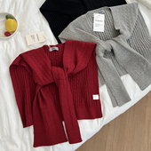 高质感拉夫麻花披肩女外搭小坎肩针织搭肩春秋百搭叠穿高级感纯色