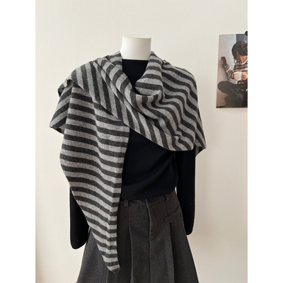 wool100%披肩加大秋冬三角巾围巾