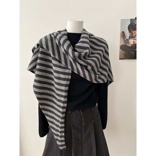 wool100%披肩加大秋冬三角巾围巾