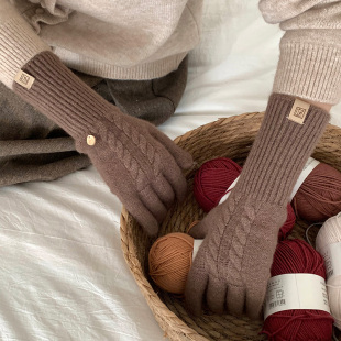 显瘦长款 手套女秋冬复古英伦麻花长筒针织手套骑行保暖加厚可触屏