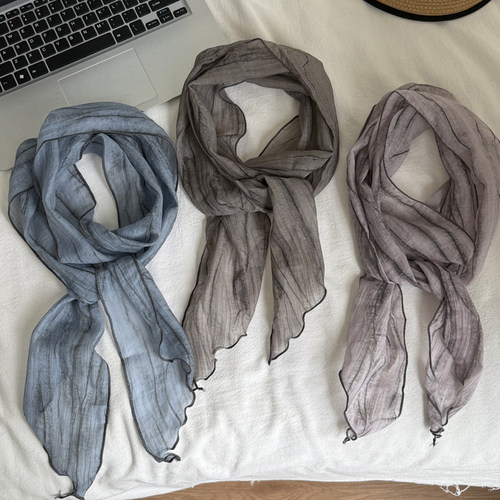 2025新款素净感文艺复古丝巾领巾