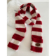 时髦ins撞色红白条纹针织细围巾女秋冬韩版 毛线围脖 加厚保暖窄版