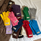 基础款 纯色含羊毛针织手套女冬季 骑行抗冻保暖分指手套漏指可触屏