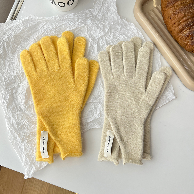 NikkiHaley可触屏开叉羊绒手套