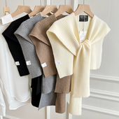 设计叠穿针织披肩外搭女2025新款 春秋百搭空调房护颈含羊毛小坎肩