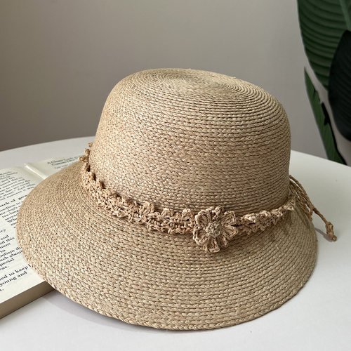 100%天然拉菲草帽女夏季宽檐礼帽
