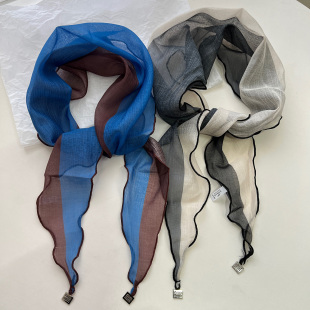 轻盈透视拼色雪纺丝巾女夏季 饰围巾腰巾屁帘披肩纱巾 高级感系脖装