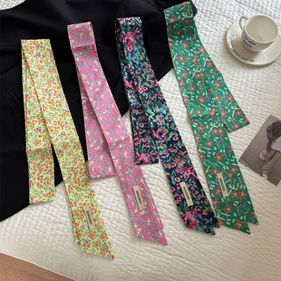 韩系复古碎花小长条丝巾女2026春夏新款 饰系脖领巾发饰飘带 时髦装