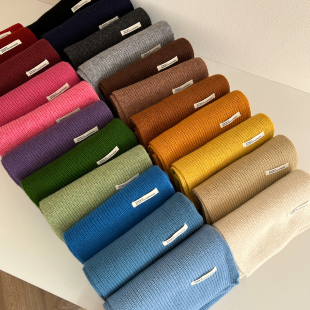 高级感纯色100%羊毛围巾女冬季 百搭学生情侣保暖针织毛线围脖 韩版