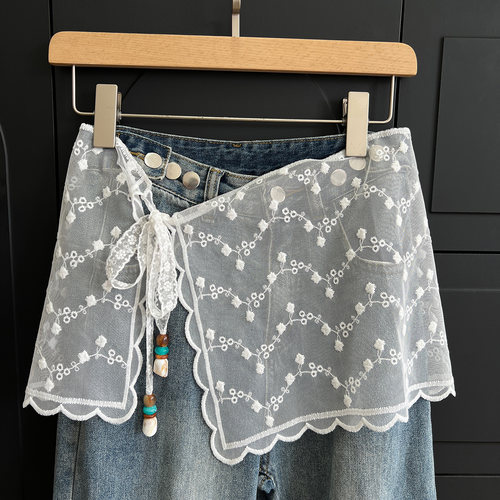 波嘻风复古串珠系带蕾丝屁帘女