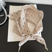 日系亚麻原色百搭波点三角巾女2026春夏季 透气护颈小领巾围脖 新款