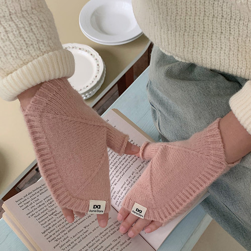 NikkiHaley羊绒针织半指手套