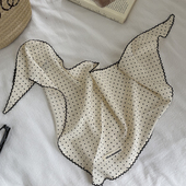 时髦单品搭配包头巾丝巾发带2025新款 法式 波点三角巾女夏季 小领巾