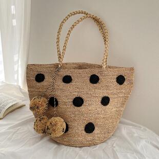天然拉菲草包包大容量高级感托特包女夏季 海边度假沙滩单肩手提包