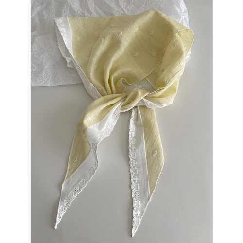 法式甜美波点三角巾女夏季包头巾