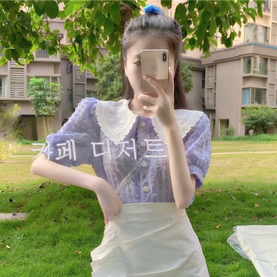 法式甜美别致仙气雪纺上衣女