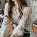 蕾丝打底衬衫 早春甜美雪纺花边上衣 女内搭洋气高级感别致漂亮小衫