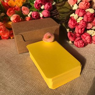 深黄色卡片 留言卡纸 空白英语单词卡牛皮纸小卡片明信片2盒200张