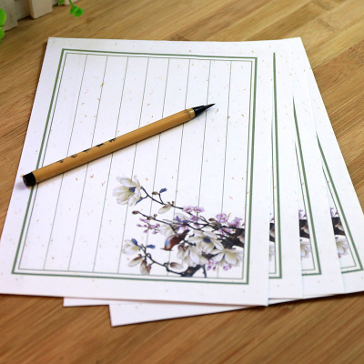 白锦信纸 16开中国风唯美鸟语花香信纸 古风竖八信纸 100张