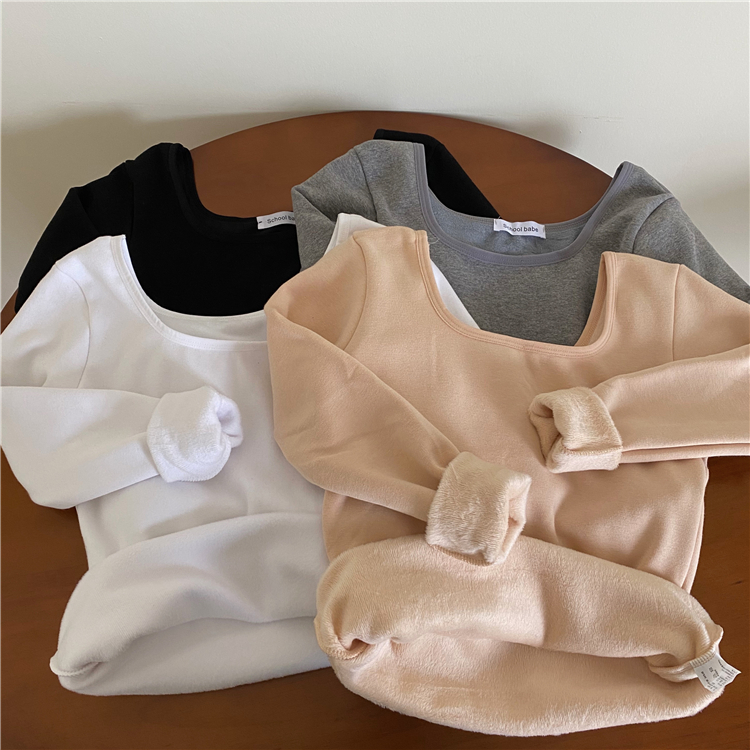 加绒加厚打底衫秋冬新款保暖上衣