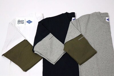 乐日系工装五分袖袖恤假两件