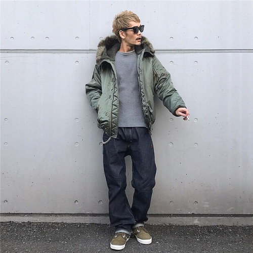 WTAPS现货毛领军事夹克棉服