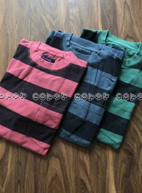 DESCENDANT CACHALOT / BORDER SS 蜡染条纹圆领短袖T恤 18SS