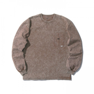 折扣 MADNESS WASHED POCKET TEE 雪花水洗重磅长袖T恤刺绣口袋男