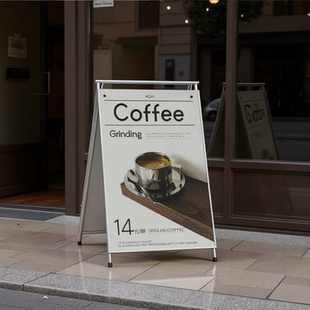 户外广告牌不锈钢落地店门口海报展示架手提可折叠轻奢简约指示牌