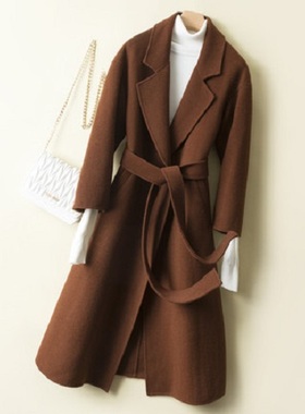 2022秋冬新款纯手工双面羊绒大衣女中长款西装领韩版时尚显瘦外套