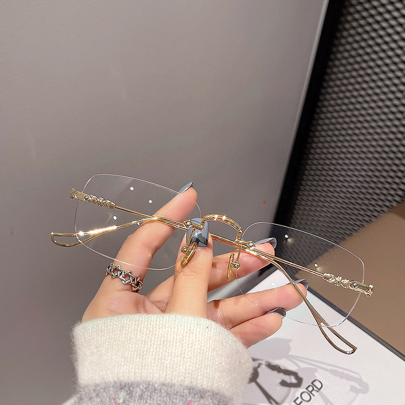 thumbnail for Korea [Duty Free] George Melis Rimless Small Square Flat Lens Prescription Anti-Blue Light Glasses G271