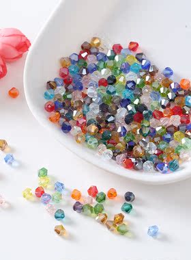 菱形玻璃水晶项链耳饰品手工串珠