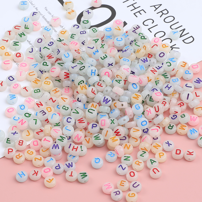 亚克力夜光彩色DIY手链字母速发