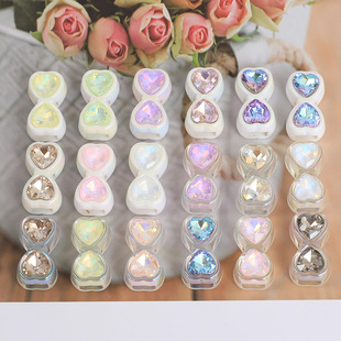 四通蝴蝶结镶爱心钻亚克力大孔串珠子DIY手工饰品手机链包链材料