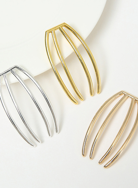 电泳保色合金30x53mm四爪发钗天天乐diy古风女发簪主体步摇材料